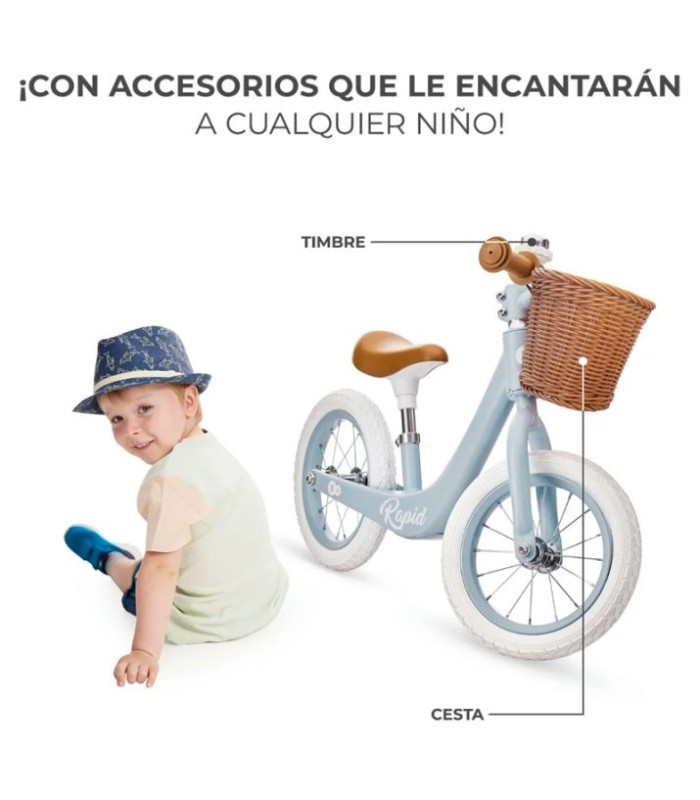 BICICLETA DE EQUILIBRIO SIN PEDALES RAPID 2 CON CESTA - KINDERKRAFT
