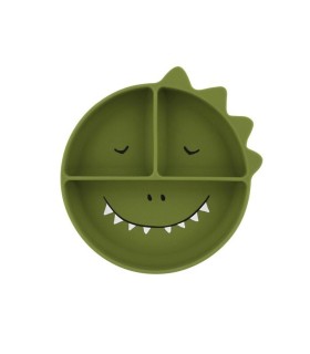 Plato 3 Compartimentos Silicona con Ventosa Mr. Dino Trixie