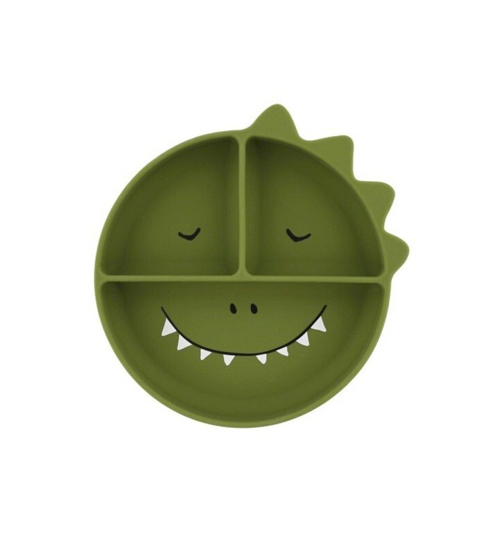 Plato 3 Compartimentos Silicona con Ventosa Mr. Dino Trixie