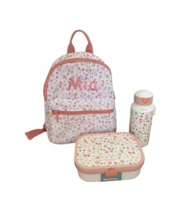 Mochila Flores y Mariposas Personalizable