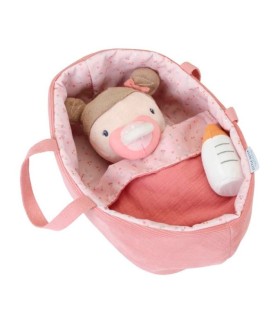 MUÑECA BEBÉ ROSA CON CAPAZO CON FLORES - LITTLE DUTCH