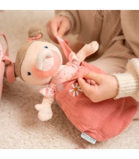 MUÑECA BEBÉ ROSA CON CAPAZO CON FLORES - LITTLE DUTCH