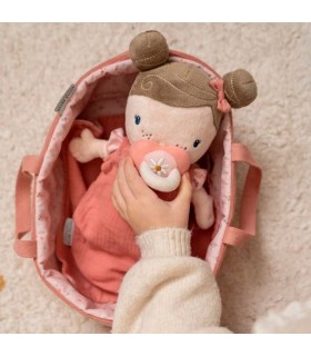 MUÑECA BEBÉ ROSA CON CAPAZO CON FLORES - LITTLE DUTCH