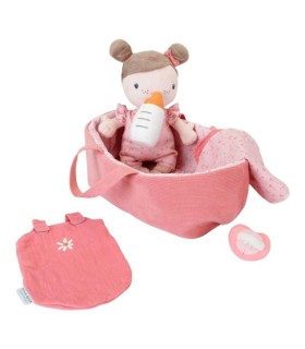 MUÑECA BEBÉ ROSA CON CAPAZO CON FLORES - LITTLE DUTCH