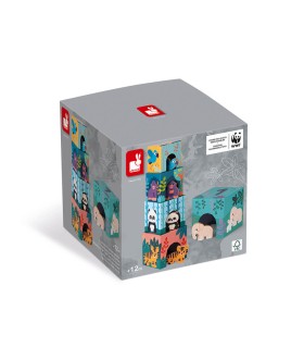 Pirámide de cartón y figuritas de madera Animales