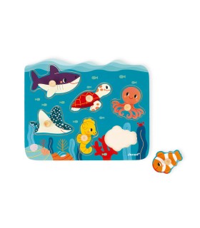 Puzle de madera con agarradores Animales marinos - Colaboración con WWF®