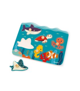 Puzle de madera con agarradores Animales marinos - Colaboración con WWF®
