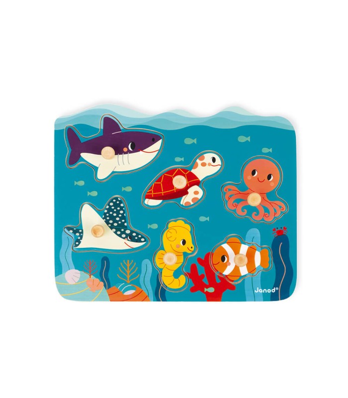 Puzle de madera con agarradores Animales marinos - Colaboración con WWF®