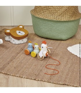 Gallina y pollitos de arrastre