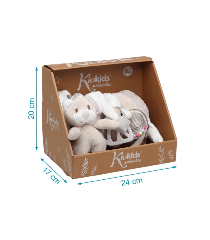 Peluche espiral osito beige con caja