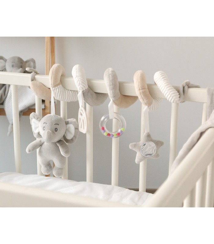 Peluche espiral elefante gris y beige