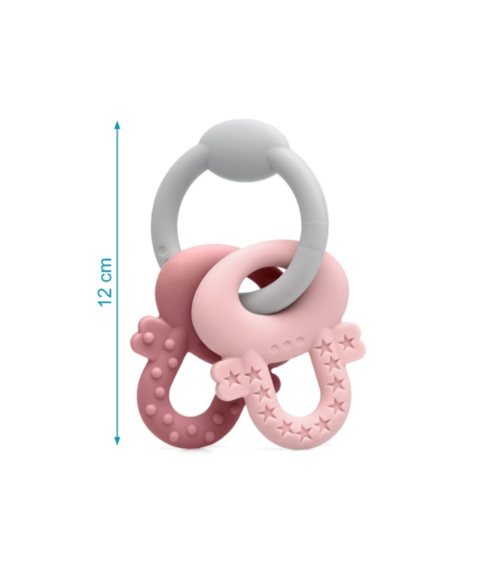 Mordedor llaves de silicona rosa y gris