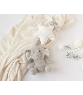 Peluche elefante gris musical para cuna