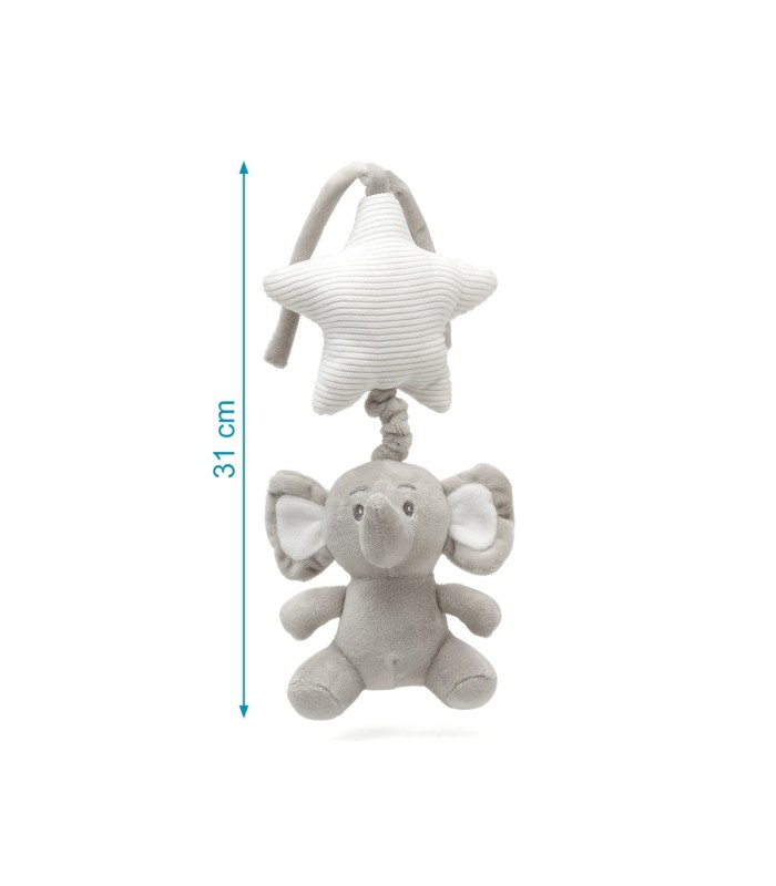 Peluche elefante gris musical para cuna