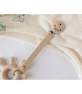 Sujetachupetes pinza silicona beige