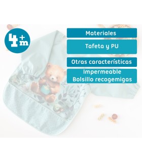 Babero impermeable con mangas oso sage