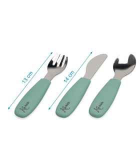 Cubiertos de acero y silicona verde salvia