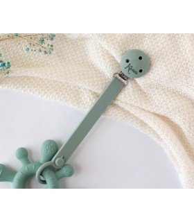 Sujetachupetes pinza silicona sage