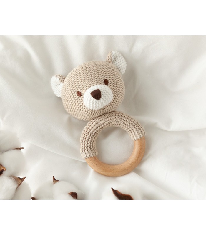 Mordedor osito madera y algodón