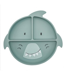 Plato compartimentado de silicona con ventosa - Mr. Shark