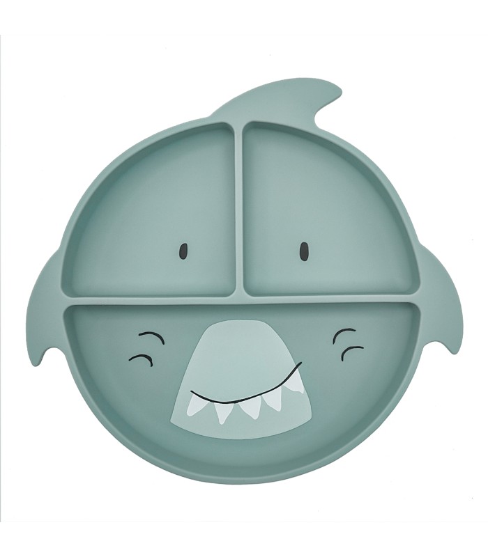 Plato compartimentado de silicona con ventosa - Mr. Shark