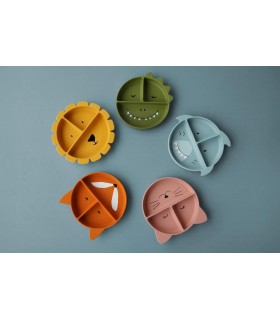 Plato compartimentado de silicona con ventosa - Mr. Shark