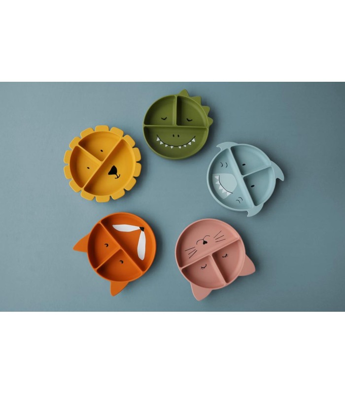 Plato compartimentado de silicona con ventosa - Mr. Shark