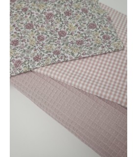 Combinación Flor Carmen, waffle y Vichy rosa nude