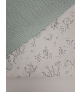 Tela Martha verde con miniwaffle verde