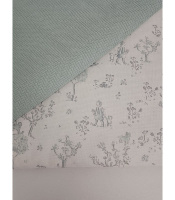 Tela Martha verde con miniwaffle verde