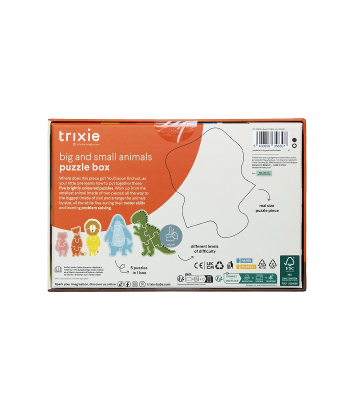 Caja de puzzle - Los animales grandes y pequeños - 5 puzzles