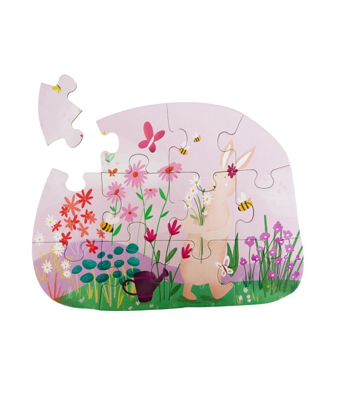 Puzzle de formas - las flores de Mrs. Rabbit - 12 piezas