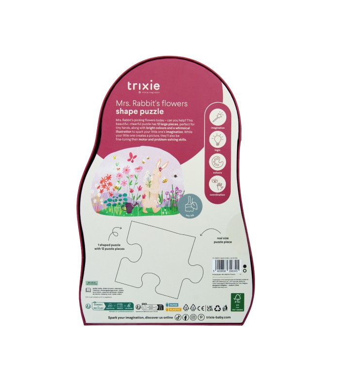 Puzzle de formas - las flores de Mrs. Rabbit - 12 piezas