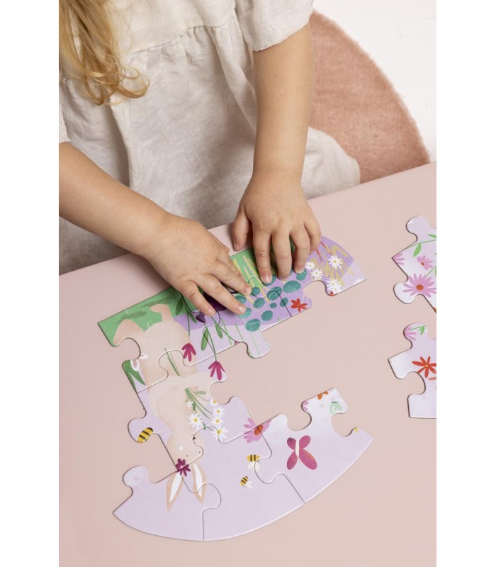 Puzzle de formas - las flores de Mrs. Rabbit - 12 piezas