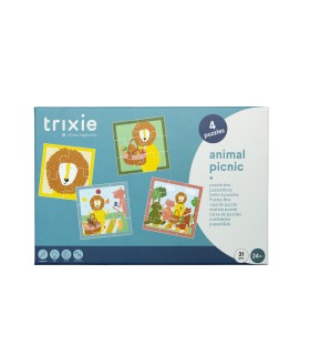 Caja de puzzle - Picnic de los animales - 4 puzzles