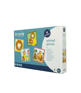 Caja de puzzle - Picnic de los animales - 4 puzzles