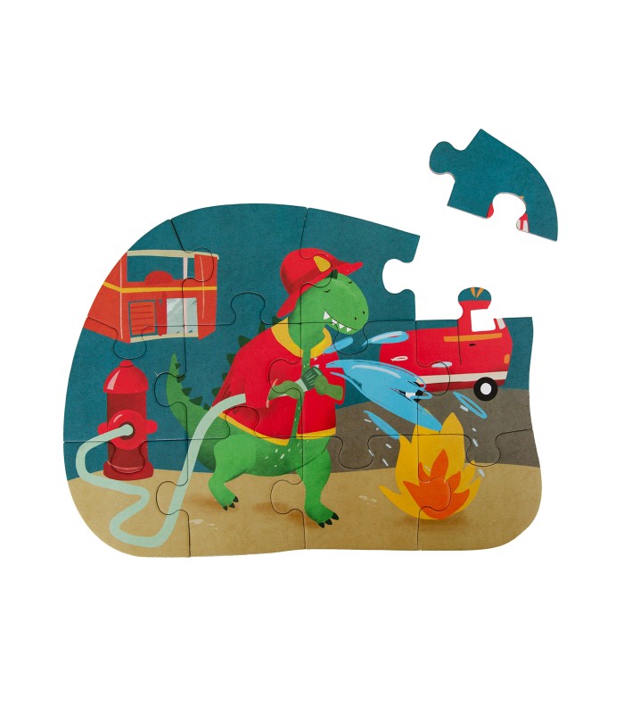 Puzzle de formas - Bombero Mr. Dino - 12 piezas