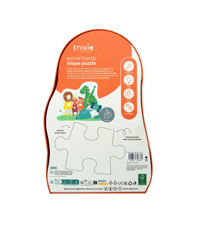Puzzle de formas - Amigos de los animales - 12 piezas