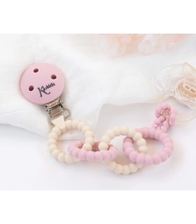 Sujeta-chupetes salvia de silicona anillado