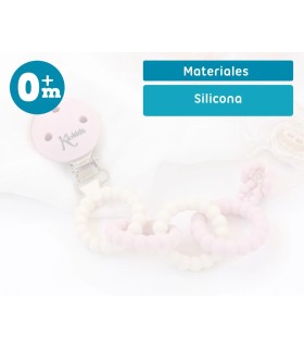 Sujeta-chupetes salvia de silicona anillado