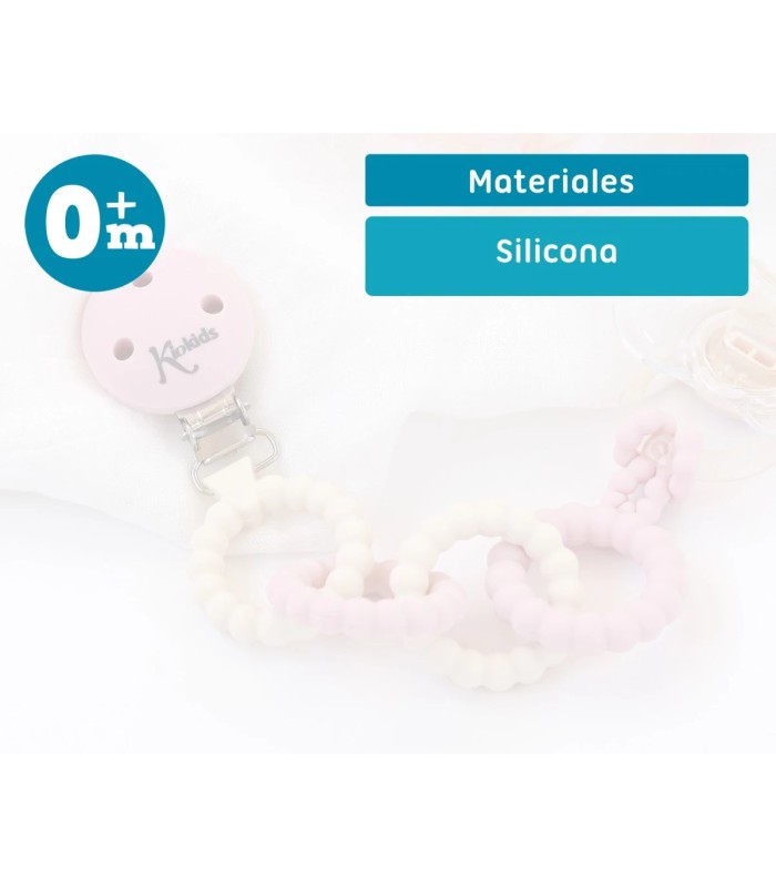 Sujeta-chupetes salvia de silicona anillado