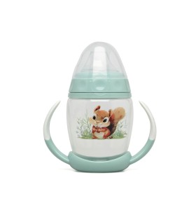 Taza de aprendizaje ardilla con asas para bebé color salvia