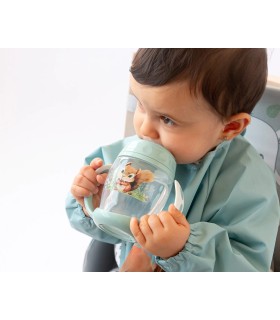 Taza de aprendizaje ardilla con asas para bebé color salvia