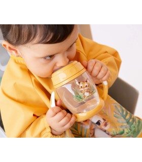 Taza de aprendizaje tigre con asas para bebé color mostaza