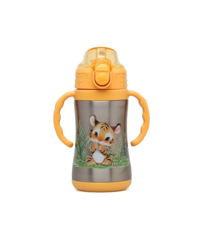 Botella tigre de acero inoxidable con asas mostaza 280ml