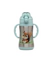 Botella ardilla de acero inoxidable con asas salvia 280ml