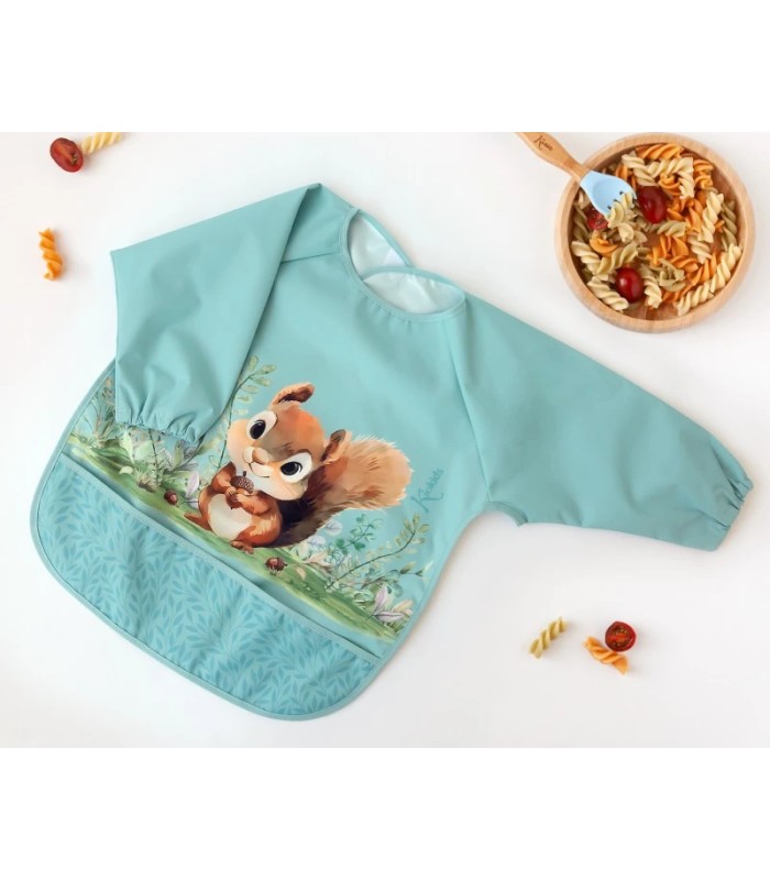 Babero impermeable con mangas ardilla verde