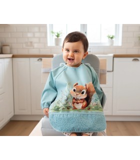 Babero impermeable con mangas ardilla verde