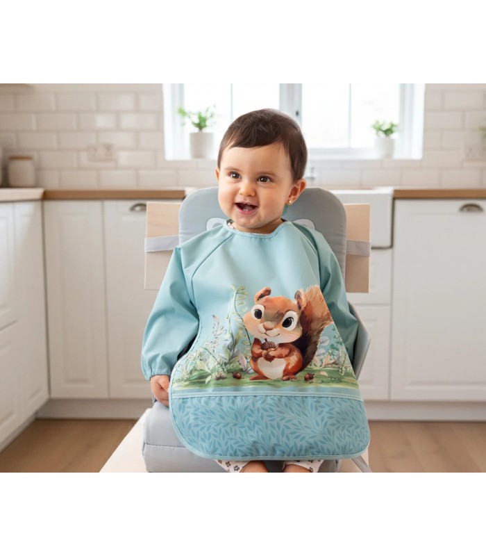 Babero impermeable con mangas ardilla verde