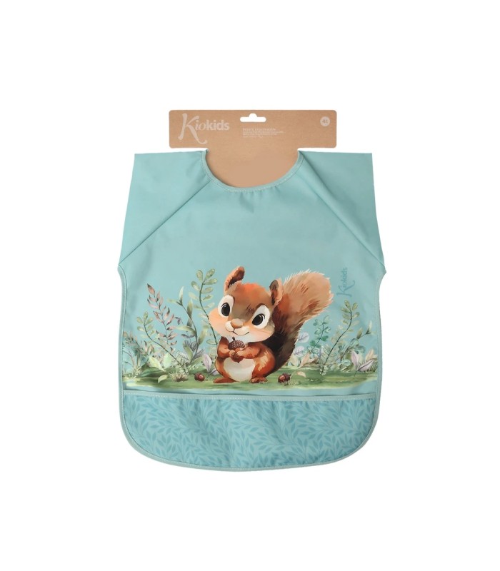 Babero impermeable con mangas ardilla verde